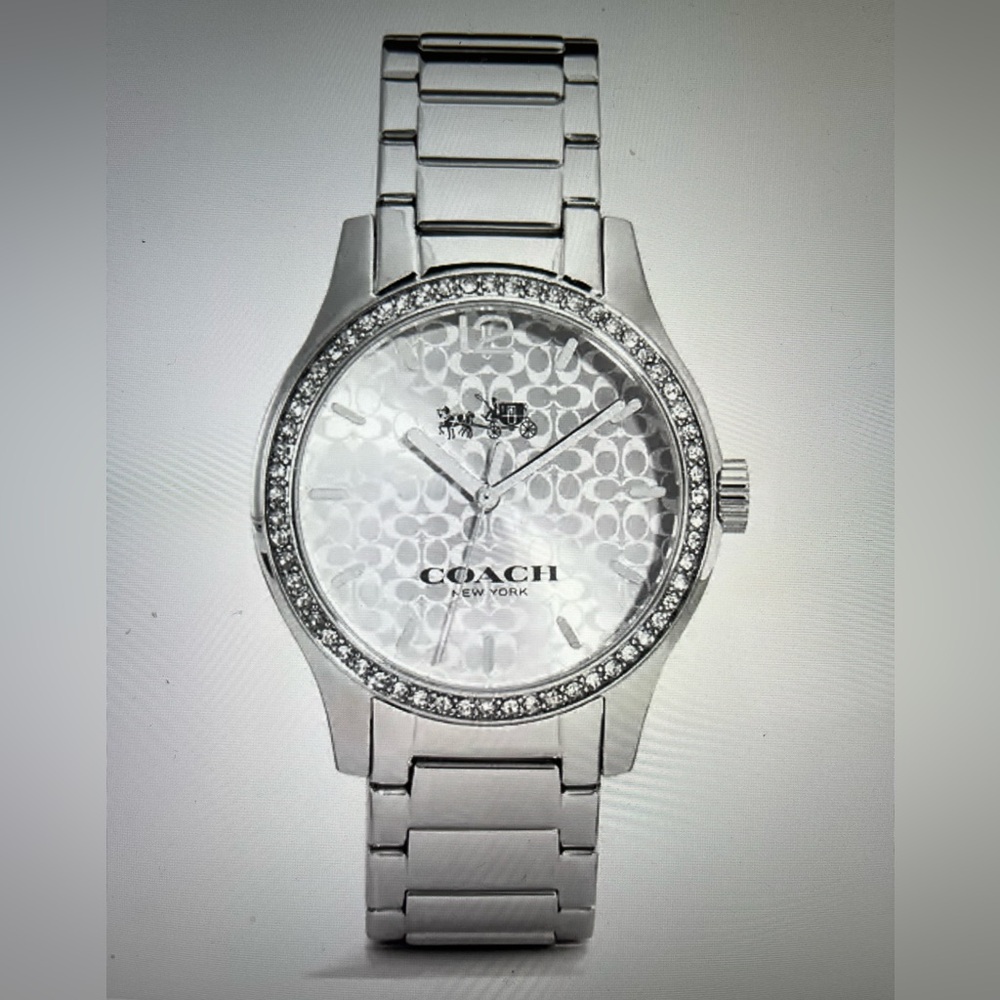 Coach Silver Watch with Crystal Accents